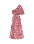 Pure Cotton Printed One Shoulder Beach Dress