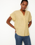 Pure Linen Short Sleeve Blouse
