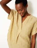 Pure Linen Short Sleeve Blouse