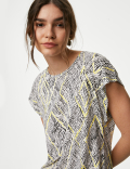 Jersey Printed Midi Relaxed Shift Dress