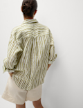 Pure Linen Striped Oversized Shirt