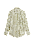 Pure Linen Striped Oversized Shirt