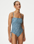 Printed Drawstring Bandeau Swimsuit