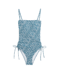Printed Drawstring Bandeau Swimsuit