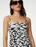 Tummy Control Printed Square Neck Swimsuit