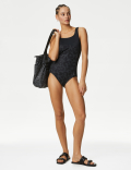 Printed Scoop Neck Swimsuit