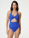 Padded Twist Front Halterneck Swimsuit