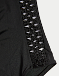 Padded Macrame Detail Square Neck Swimsuit
