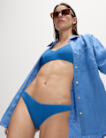 Textured High Leg Bikini Bottoms