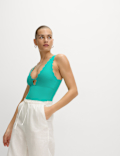 Neoprene Scallop Plunge Swimsuit