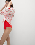 Neoprene Scallop Plunge Swimsuit