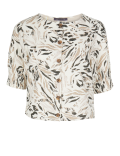 Linen Rich Animal Print Button Front Blouse