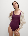 Textured Scoop Neck Swimsuit