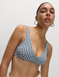 Gingham Tie Back Plunge Bikini Top
