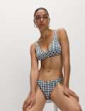 Gingham High Leg Bikini Bottoms
