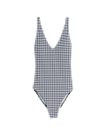 Gingham Textured Tie Back Plunge Swimsuit