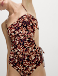 Printed Cut Out Drawstring Swimsuit