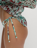 Printed Tie Side High Leg Bikini Bottoms