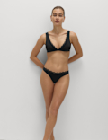 Sculpt Broderie Trim High Leg Bikini Bottoms