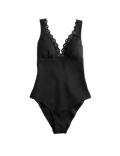 Sculpt Broderie Trim Plunge Swimsuit