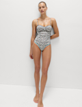 Tummy Control Printed Padded Bandeau Swimsuit