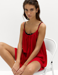 Tie Front Strappy Mini Slip Dress