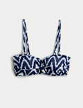 Printed Padded Twist Front Bandeau Bikini Top