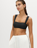 Textured Honeycomb Padded Square Neck Bikini Top
