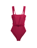 Tummy Control Honey Comb Textured Belted Swimsuit