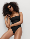 Tummy Control Honey Comb Textured Belted Swimsuit
