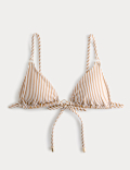 Striped Textured Triangle Padded Bikini Top