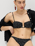 Polka Dot Padded U-Wire Bandeau Bikini Top