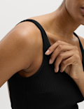 Ribbed Textured Scoop Neck Swimsuit
