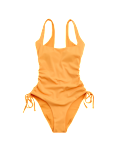 Padded Drawstring Side Square Neck Swimsuit