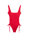 Padded Drawstring Side Square Neck Swimsuit