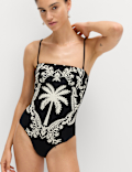 Tummy Control Printed Bandeau Swimsuit