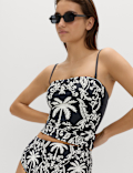Tummy Control Printed Bandeau Tankini Top