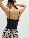 Tummy Control Printed Bandeau Tankini Top