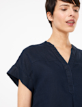 Pure Linen V-Neck Blouse