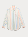 Linen Rich Striped Collared Shirt