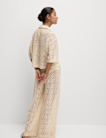 Pure Cotton Crochet Short Sleeve Beach Shirt