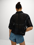 Pure Cotton Crochet Short Sleeve Beach Shirt
