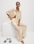 Pure Cotton Crochet Beach Trousers