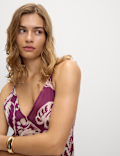 Pure Cotton Printed V-Neck Beach Dress
