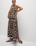 Pure Cotton Printed V-Neck Beach Dress