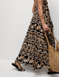 Pure Cotton Printed V-Neck Beach Dress