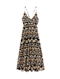 Pure Cotton Printed V-Neck Beach Dress