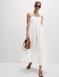 Seersucker Tie Back Maxi Beach Dress