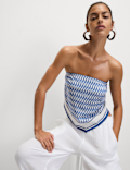 Printed Handkerchief Hem Bandeau Top