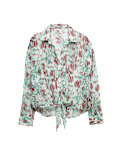 Printed Collared Tie Front Beach Shirt